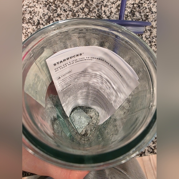 Starbucks Clear Glass Tumbler with Purple Lid - Picture 8 of 8